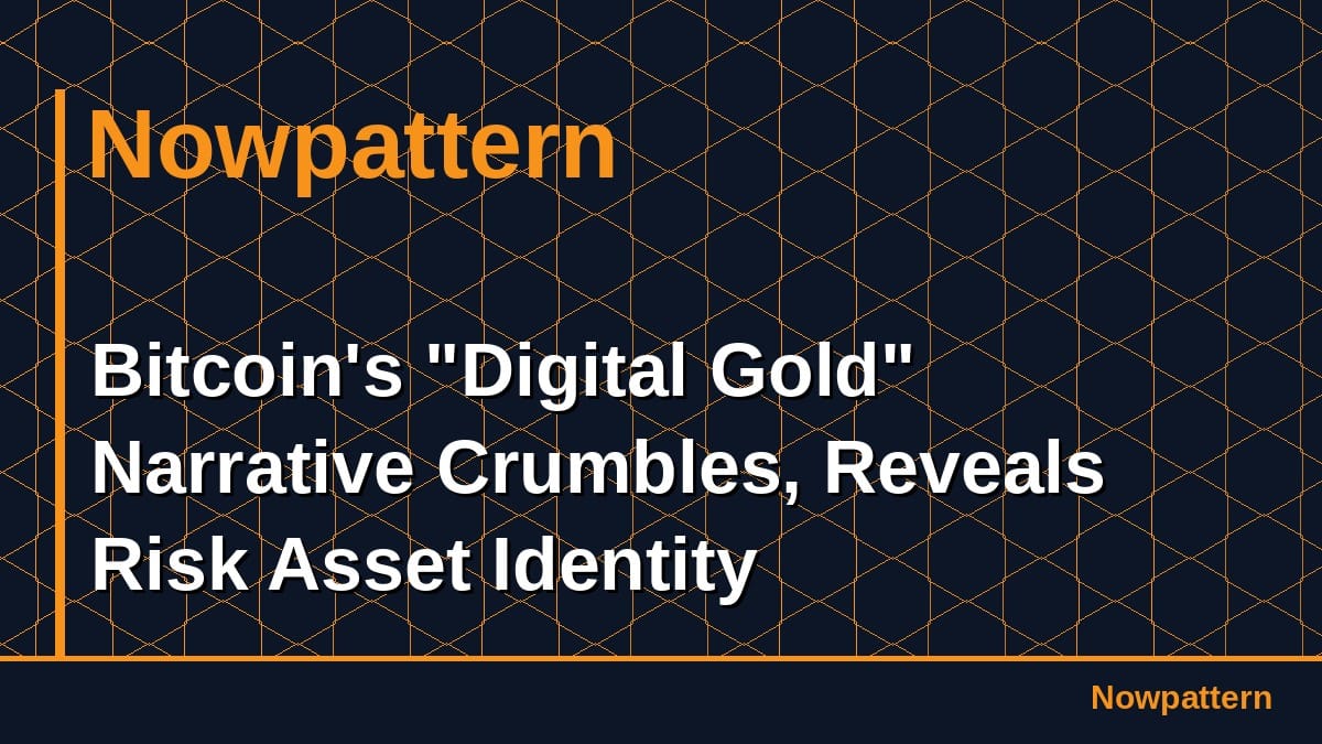 Bitcoin's "Digital Gold" Narrative Crumbles, Reveals Risk Asset Identity