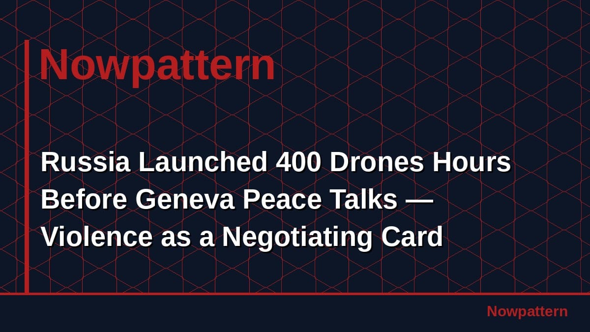 Russia Launched 400 Drones Hours Before Geneva Peace Talks — Violence as a Negotiating Card