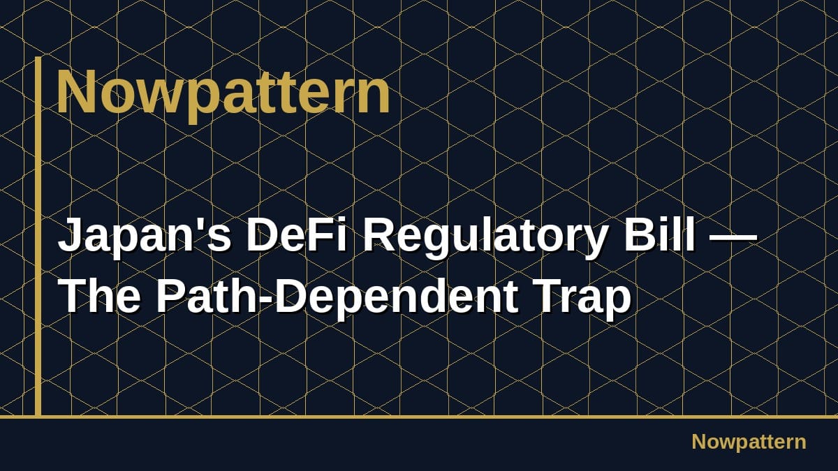 Japan's DeFi Regulatory Bill — The Path-Dependent Trap