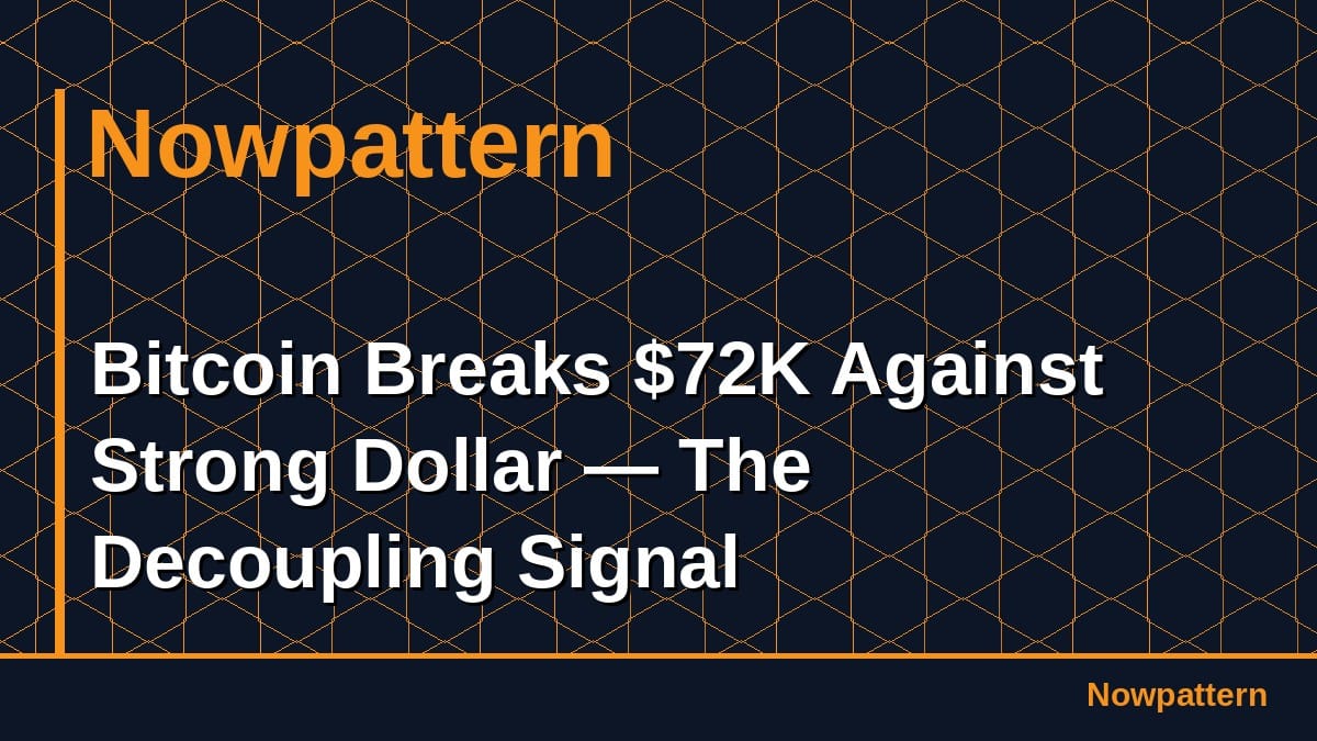 Bitcoin Breaks $72K Against Strong Dollar — The Decoupling Signal