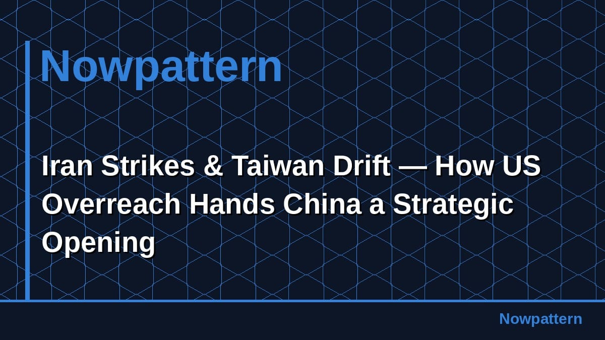 Iran Strikes & Taiwan Drift — How US Overreach Hands China a Strategic Opening