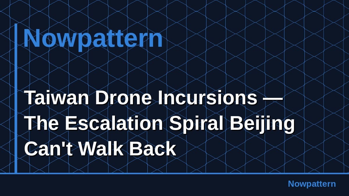 Taiwan Drone Incursions — The Escalation Spiral Beijing Can't Walk Back
