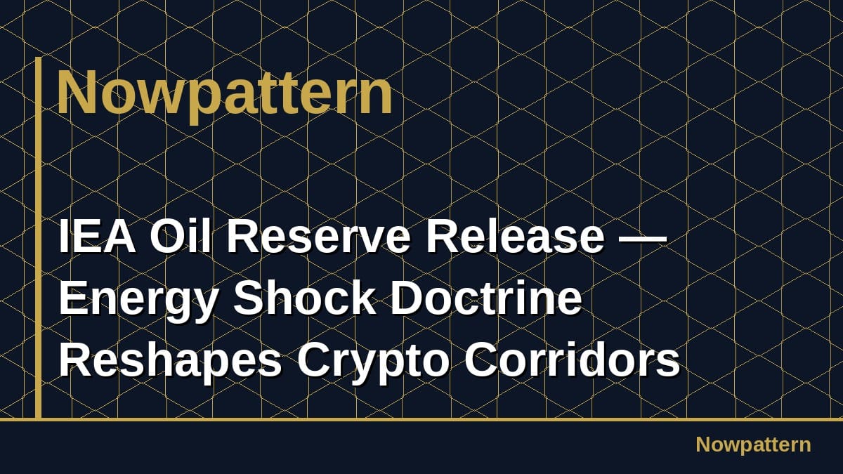IEA Oil Reserve Release — Energy Shock Doctrine Reshapes Crypto Corridors
