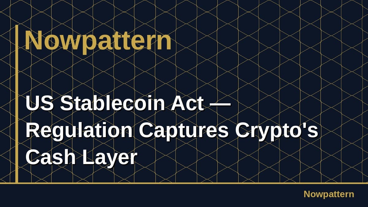 US Stablecoin Act — Regulation Captures Crypto's Cash Layer