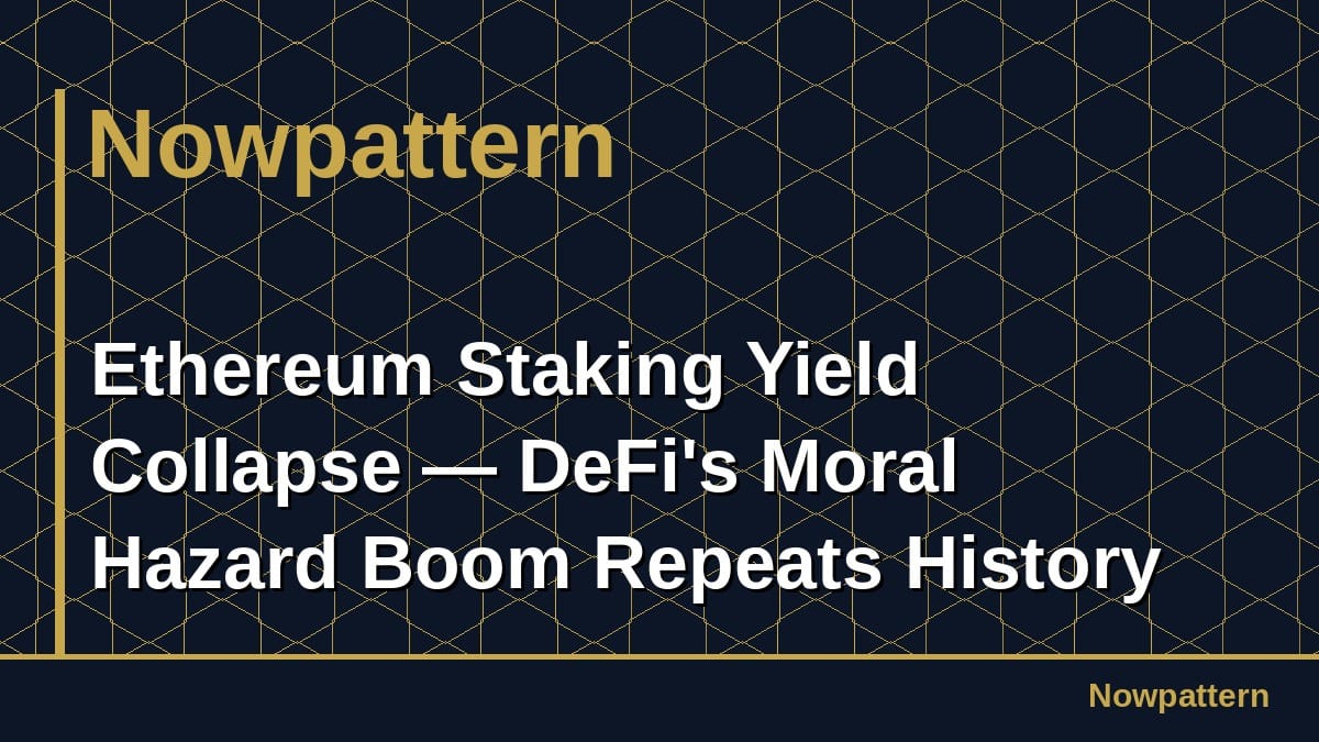 Ethereum Staking Yield Collapse — DeFi's Moral Hazard Boom Repeats History