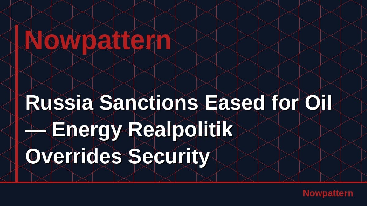 Russia Sanctions Eased for Oil — Energy Realpolitik Overrides Security