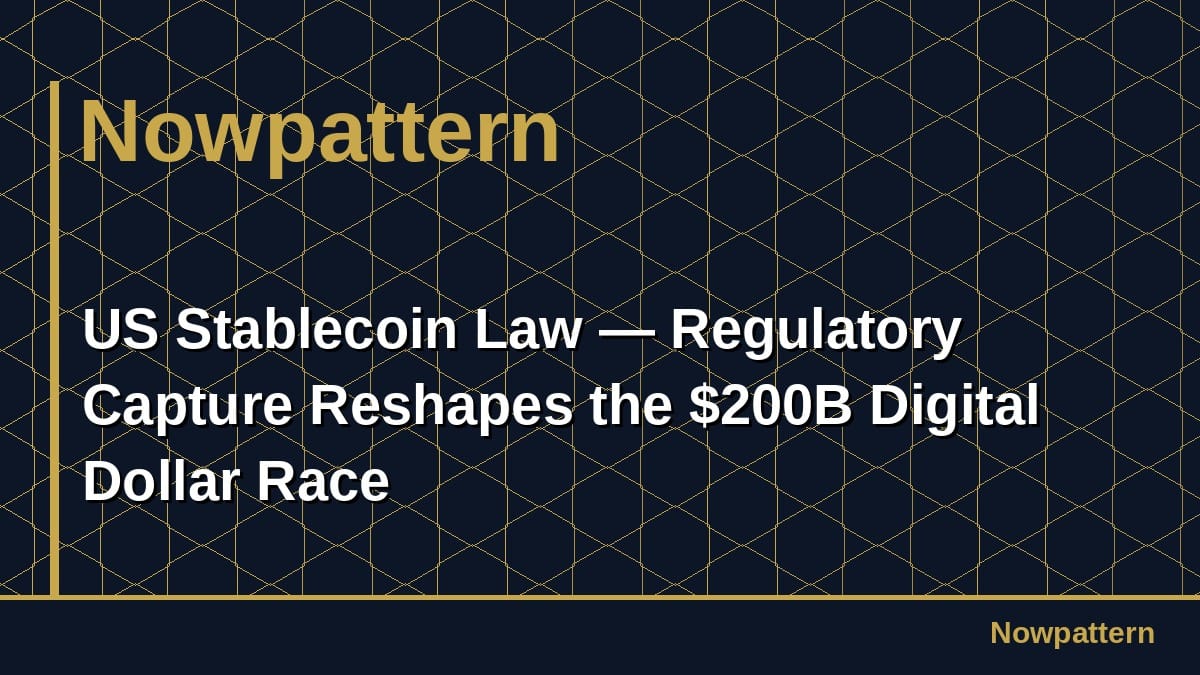 US Stablecoin Law — Regulatory Capture Reshapes the $200B Digital Dollar Race