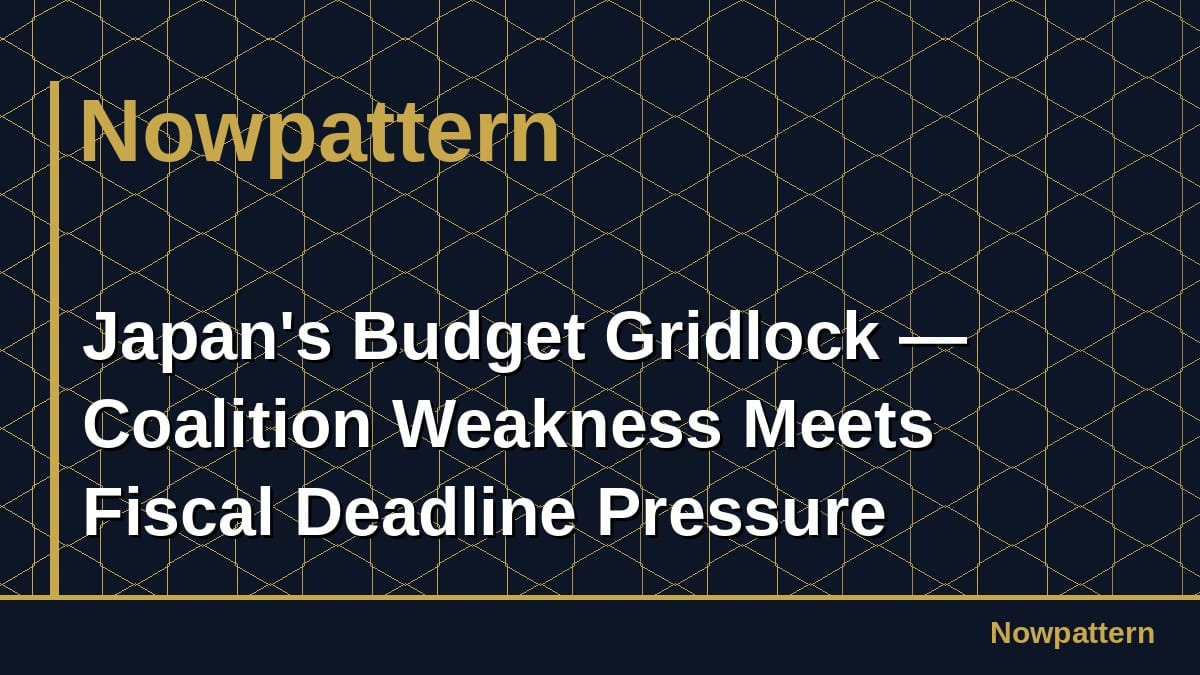 Japan's Budget Gridlock — Coalition Weakness Meets Fiscal Deadline Pressure