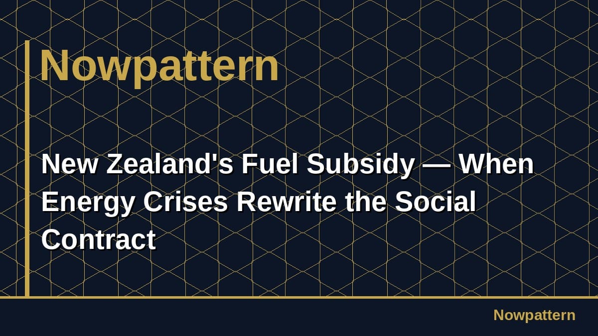 New Zealand's Fuel Subsidy — When Energy Crises Rewrite the Social Contract
