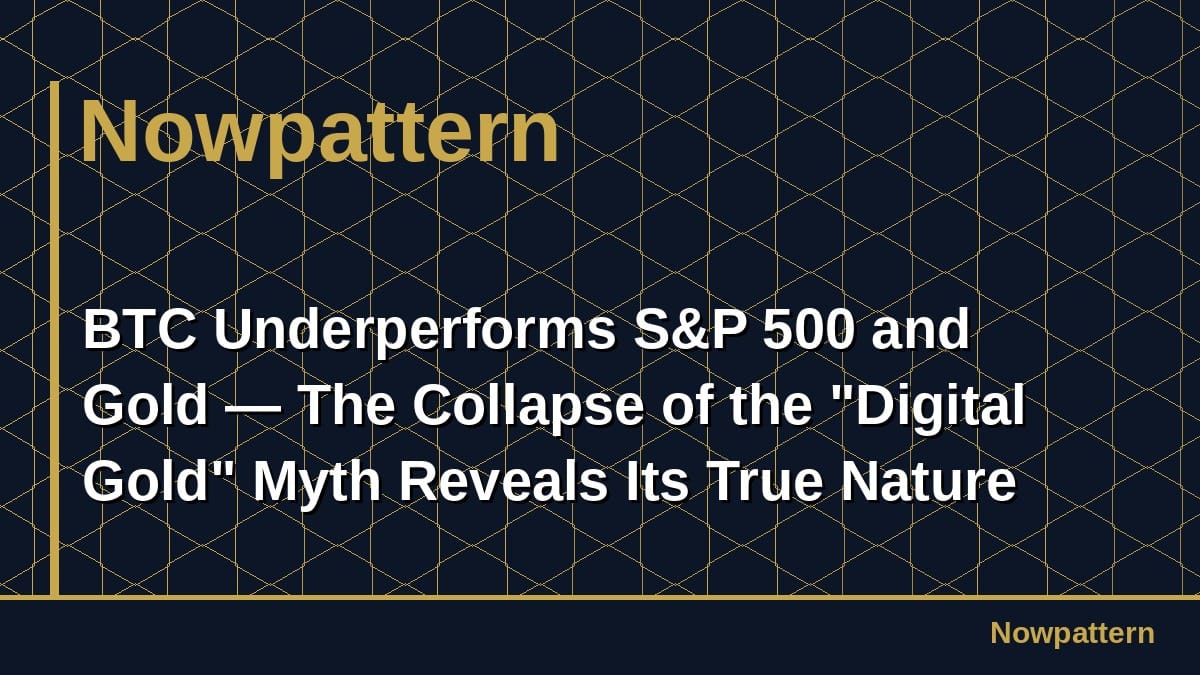 BTC Underperforms S&P 500 and Gold — The Collapse of the "Digital Gold" Myth Reveals Its True Nature