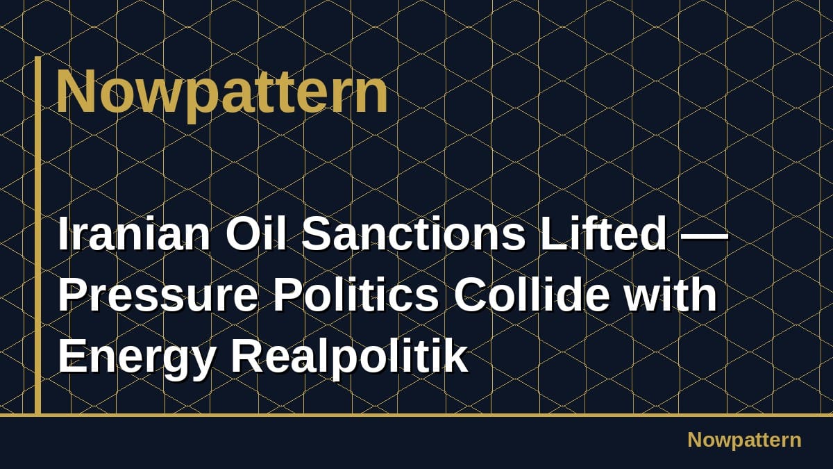 Iranian Oil Sanctions Lifted — Pressure Politics Collide with Energy Realpolitik