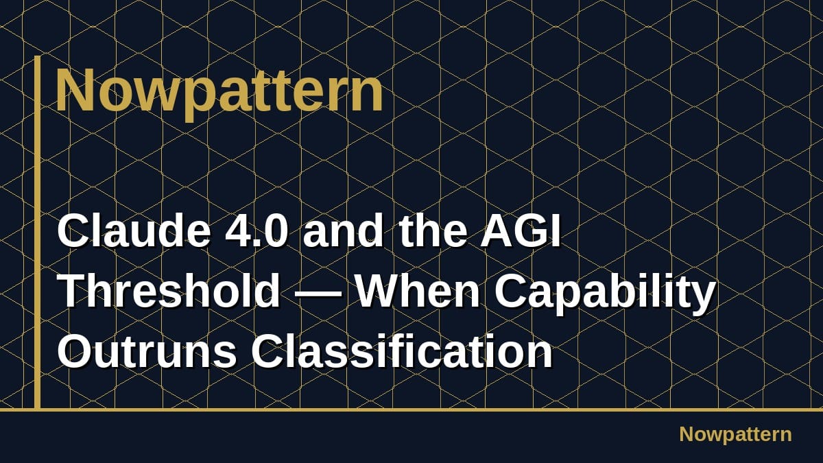 Claude 4.0 and the AGI Threshold — When Capability Outruns Classification