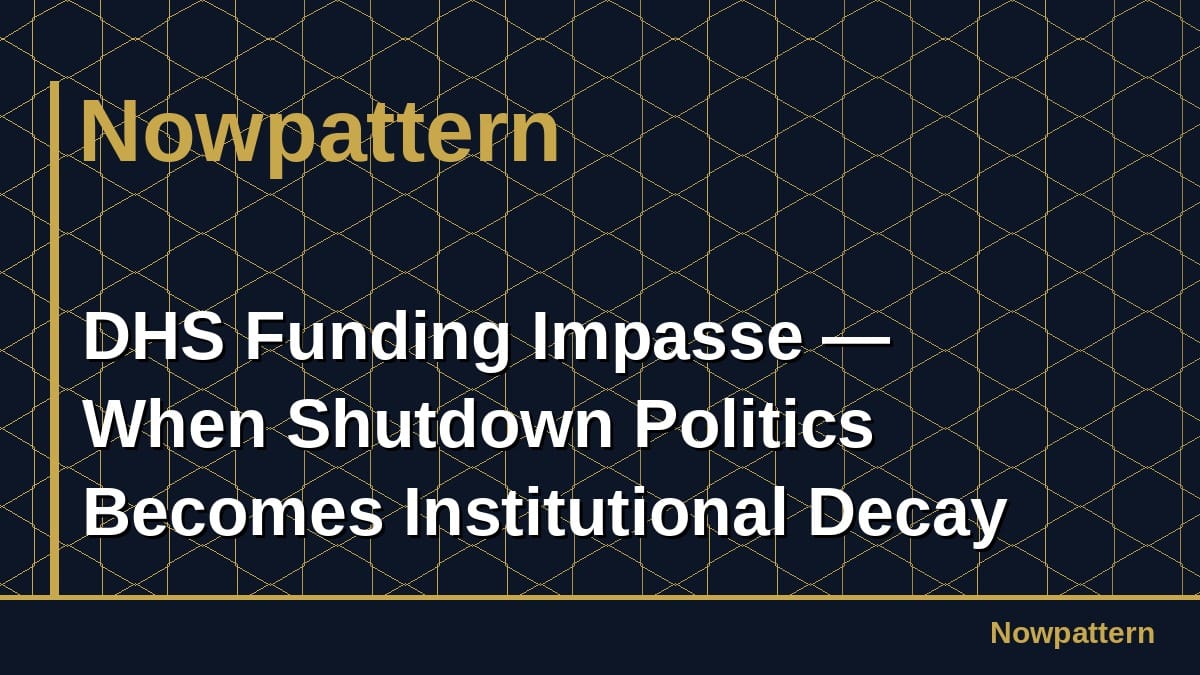 DHS Funding Impasse — When Shutdown Politics Becomes Institutional Decay