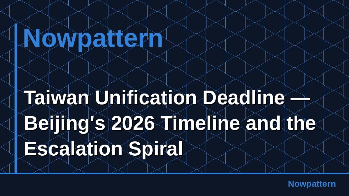 Taiwan Unification Deadline — Beijing's 2026 Timeline and the Escalation Spiral