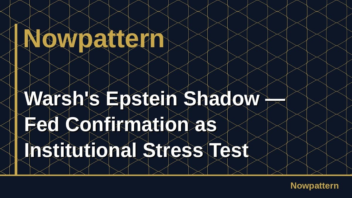 Warsh's Epstein Shadow — Fed Confirmation as Institutional Stress Test