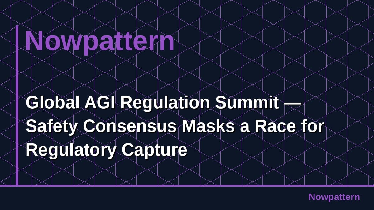 Global AGI Regulation Summit — Safety Consensus Masks a Race for Regulatory Capture