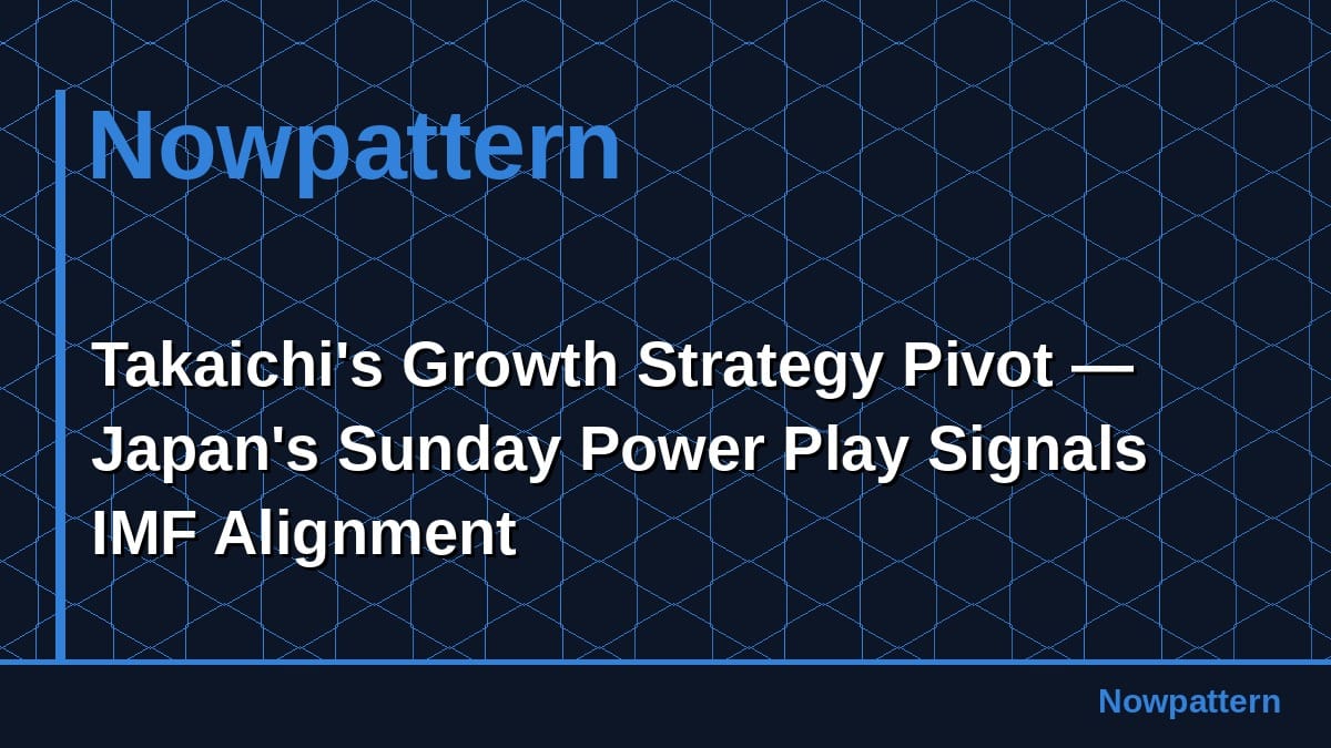 Takaichi's Growth Strategy Pivot — Japan's Sunday Power Play Signals IMF Alignment