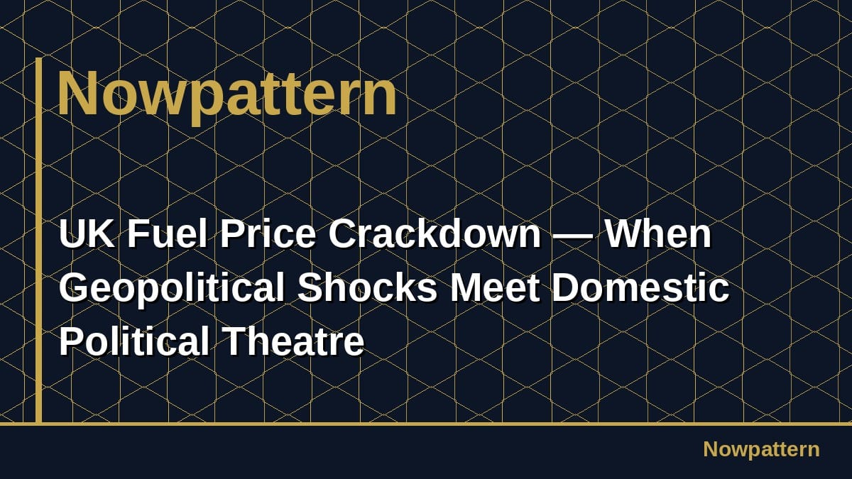 UK Fuel Price Crackdown — When Geopolitical Shocks Meet Domestic Political Theatre