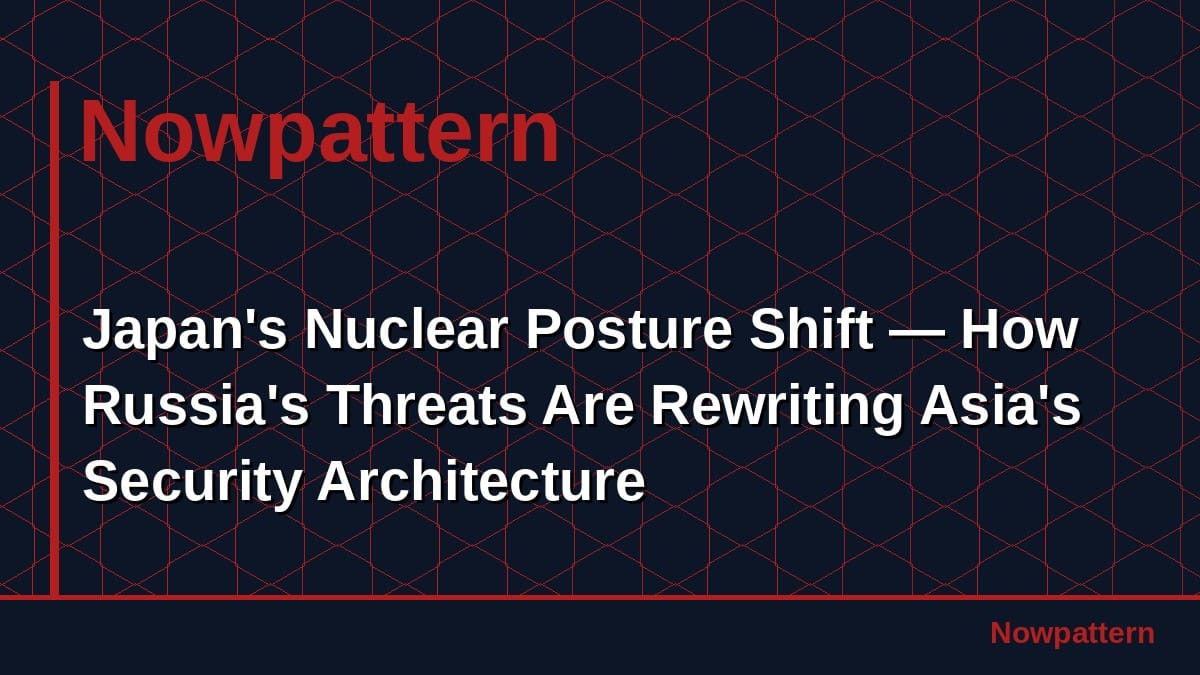 Japan's Nuclear Posture Shift — How Russia's Threats Are Rewriting Asia's Security Architecture