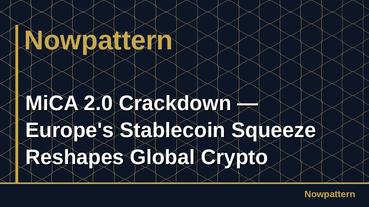 MiCA 2.0 Crackdown — Europe's Stablecoin Squeeze Reshapes Global Crypto Geography