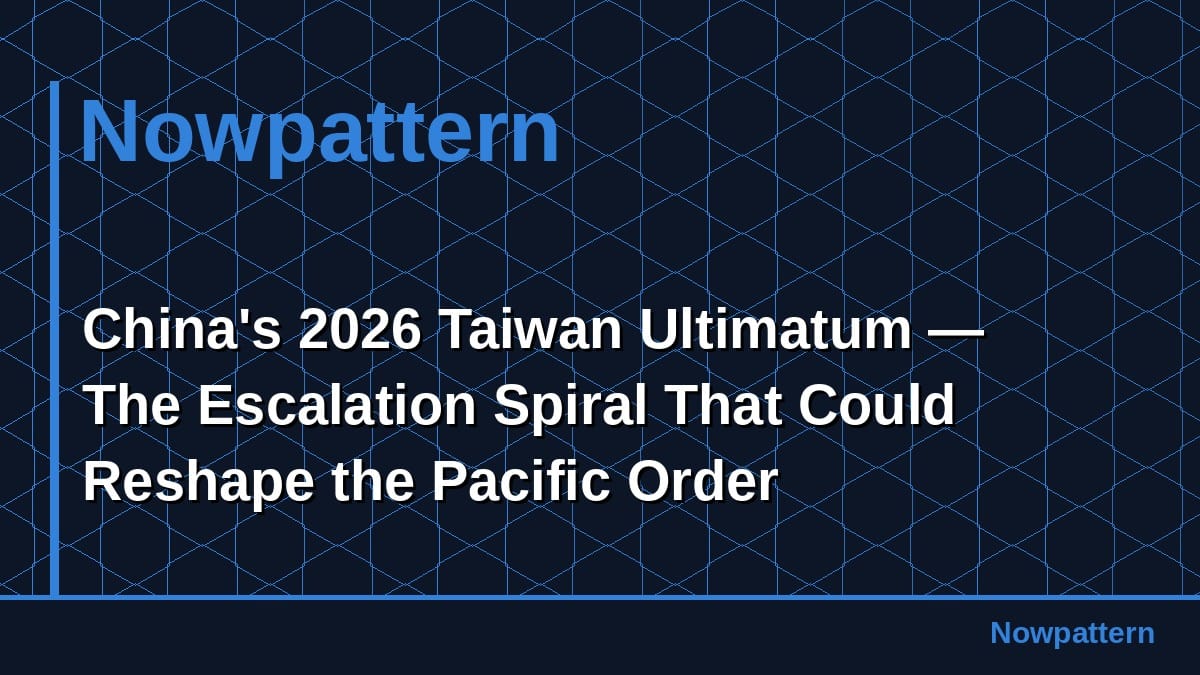 China's 2026 Taiwan Ultimatum — The Escalation Spiral That Could Reshape the Pacific Order