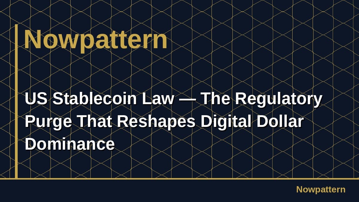 US Stablecoin Law — The Regulatory Purge That Reshapes Digital Dollar Dominance