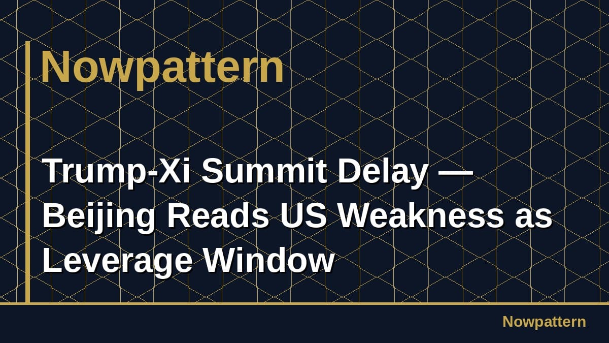 Trump-Xi Summit Delay — Beijing Reads US Weakness as Leverage Window