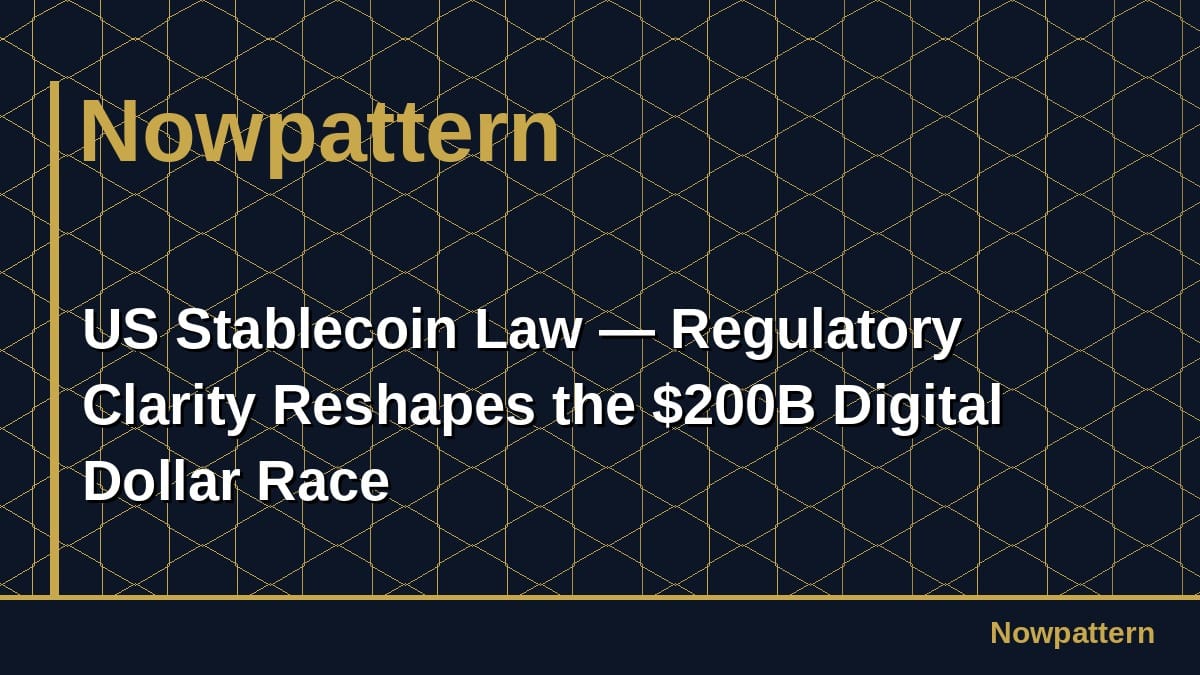 US Stablecoin Law — Regulatory Clarity Reshapes the $200B Digital Dollar Race
