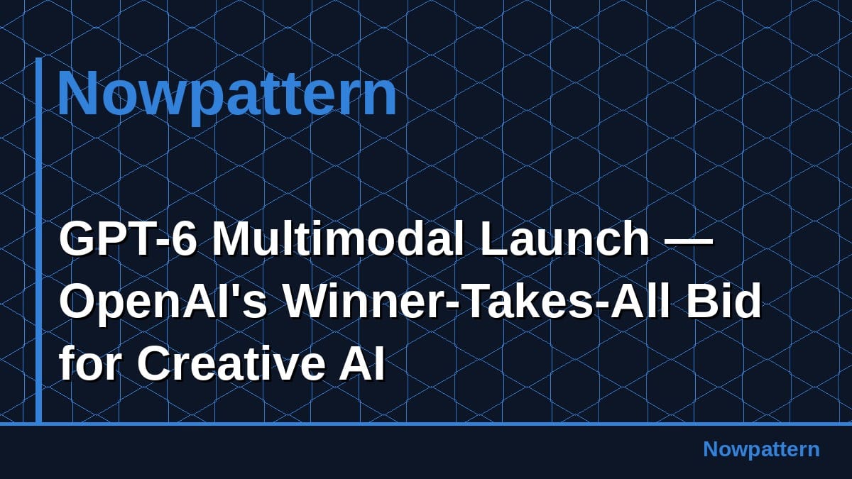 GPT-6 Multimodal Launch — OpenAI's Winner-Takes-All Bid for Creative AI