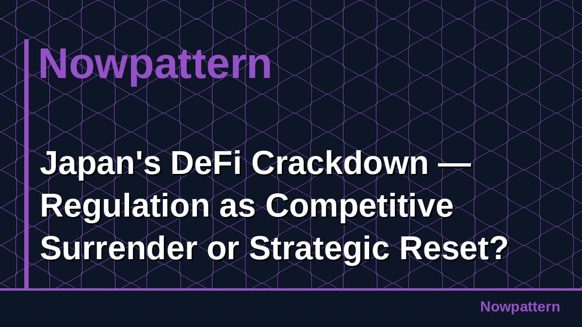 Japan's DeFi Crackdown — Regulation as Competitive Surrender or Strategic Reset?
