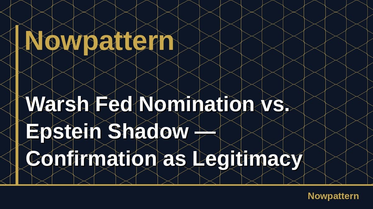 Warsh Fed Nomination vs. Epstein Shadow — Confirmation as Legitimacy Test
