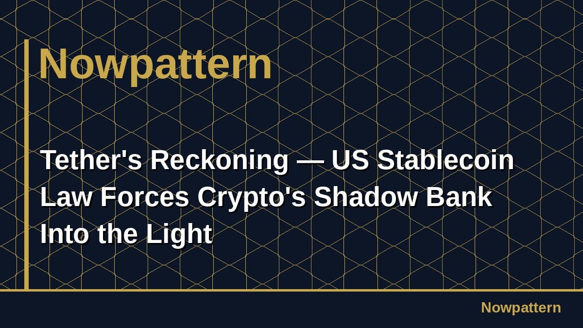 Tether's Reckoning — US Stablecoin Law Forces Crypto's Shadow Bank Into the Light