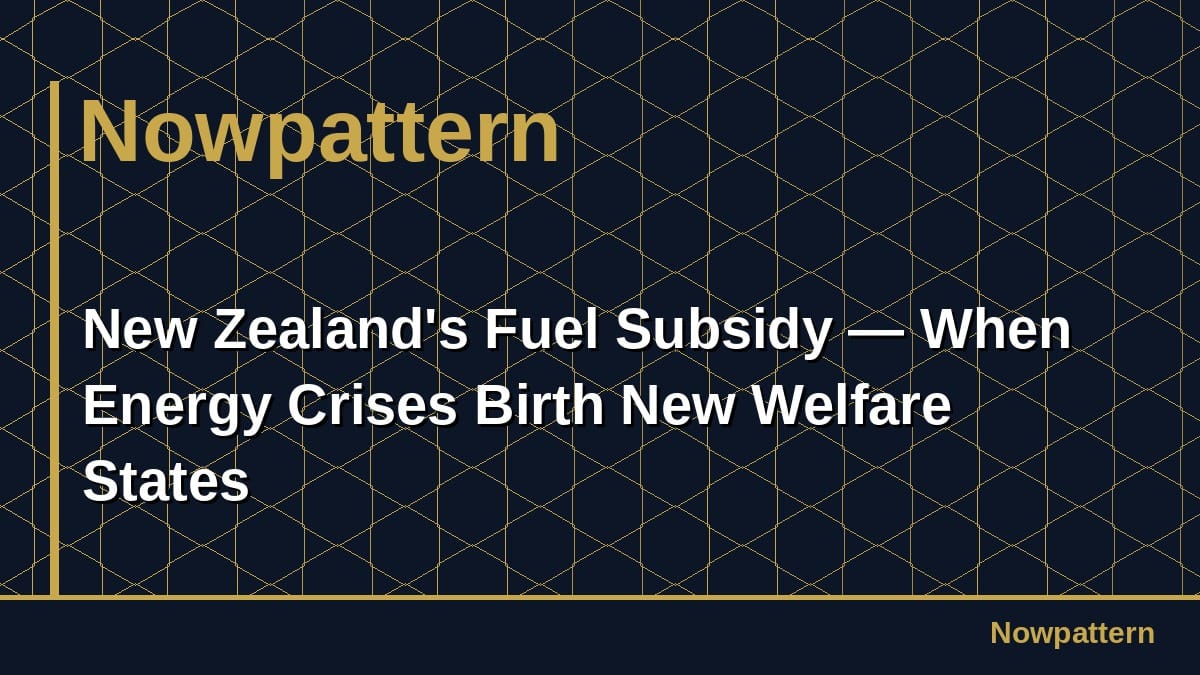 New Zealand's Fuel Subsidy — When Energy Crises Birth New Welfare States