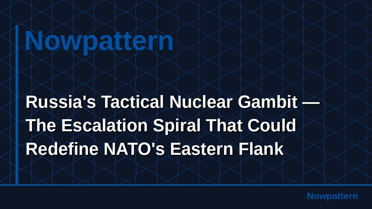 Russia's Tactical Nuclear Gambit — The Escalation Spiral That Could Redefine NATO's Eastern Flank