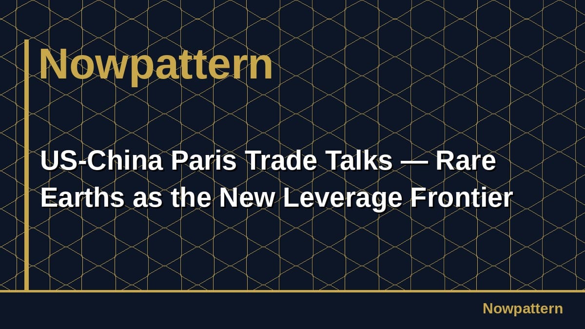 US-China Paris Trade Talks — Rare Earths as the New Leverage Frontier