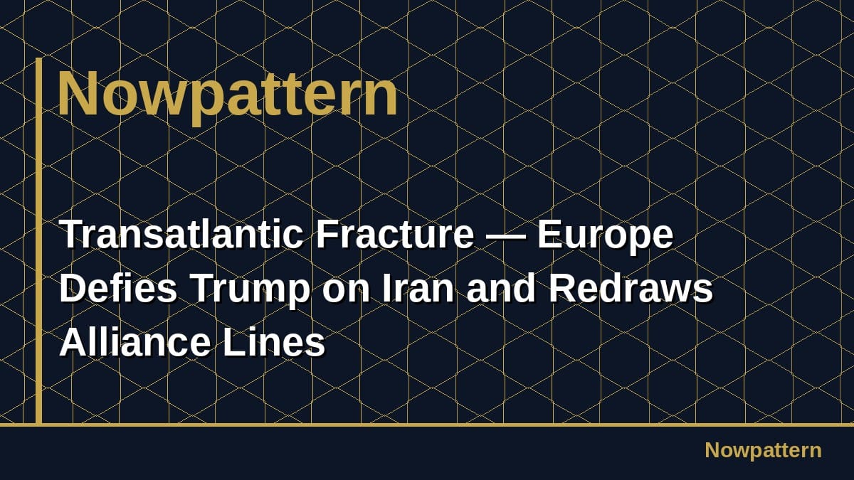 Transatlantic Fracture — Europe Defies Trump on Iran and Redraws Alliance Lines