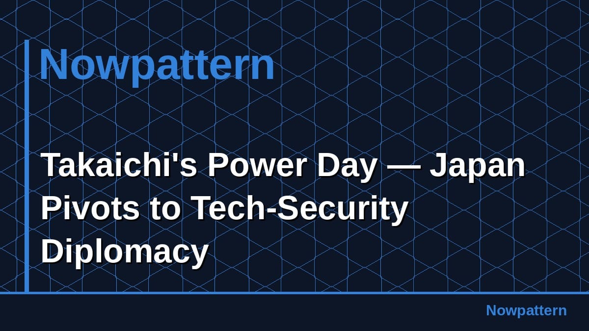 Takaichi's Power Day — Japan Pivots to Tech-Security Diplomacy