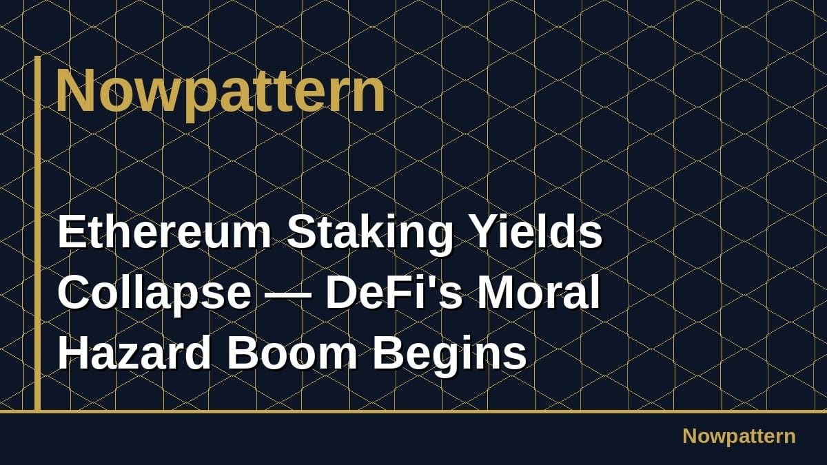 Ethereum Staking Yields Collapse — DeFi's Moral Hazard Boom Begins
