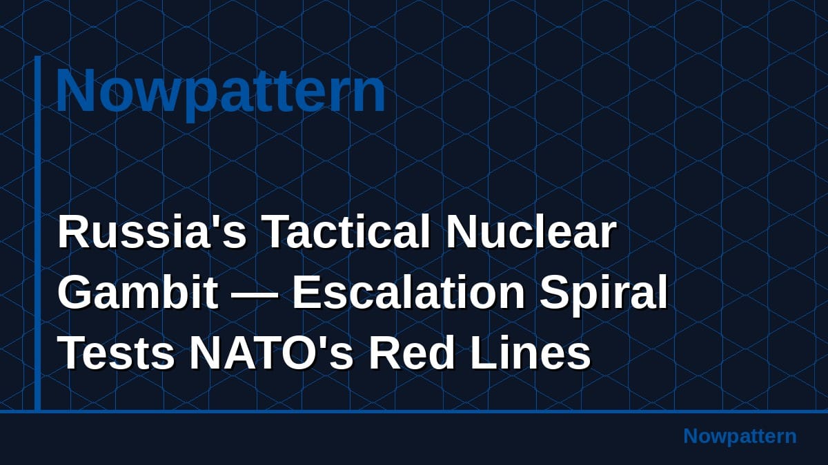 Russia's Tactical Nuclear Gambit — Escalation Spiral Tests NATO's Red Lines