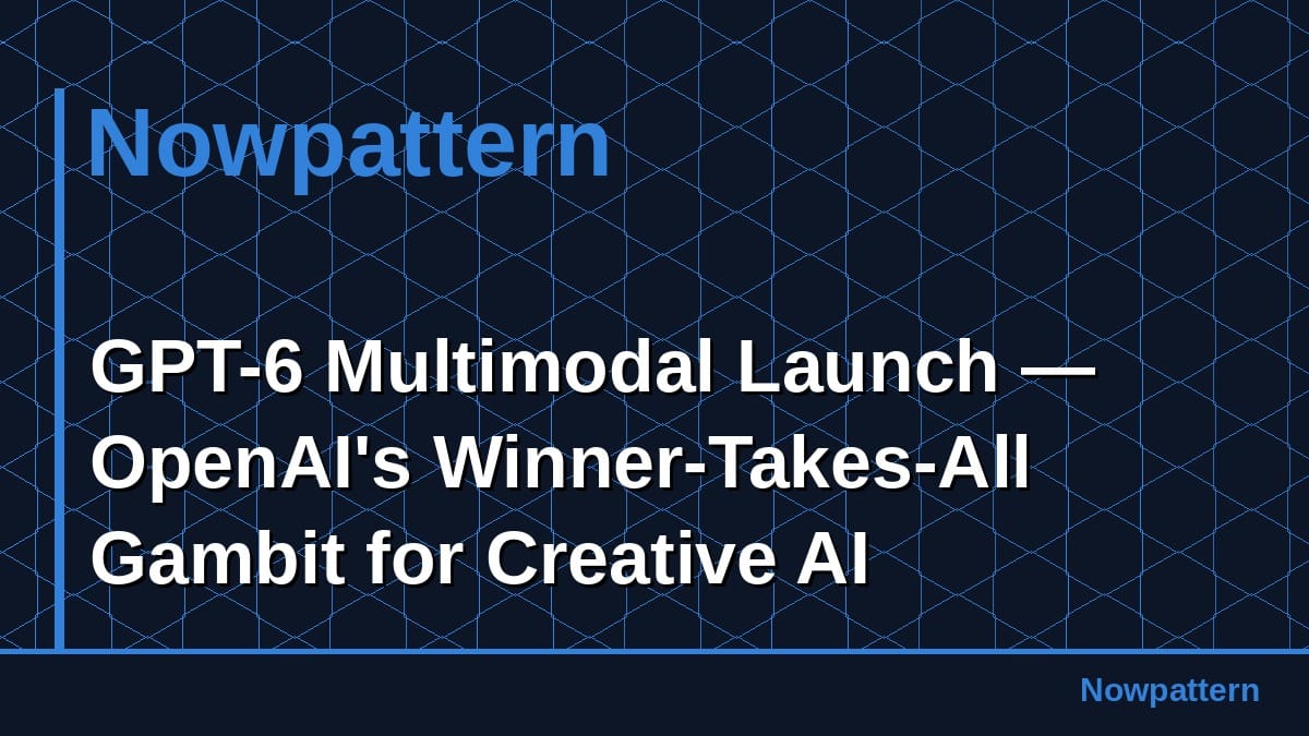 GPT-6 Multimodal Launch — OpenAI's Winner-Takes-All Gambit for Creative AI