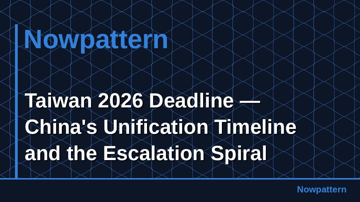 Taiwan 2026 Deadline — China's Unification Timeline and the Escalation Spiral