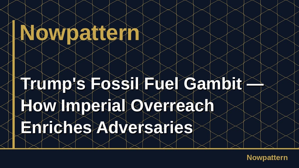 Trump's Fossil Fuel Gambit — How Imperial Overreach Enriches Adversaries