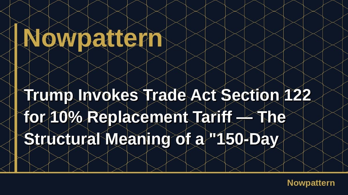 Trump Invokes Trade Act Section 122 for 10% Replacement Tariff — The Structural Meaning of a "150-Day Time Bomb"