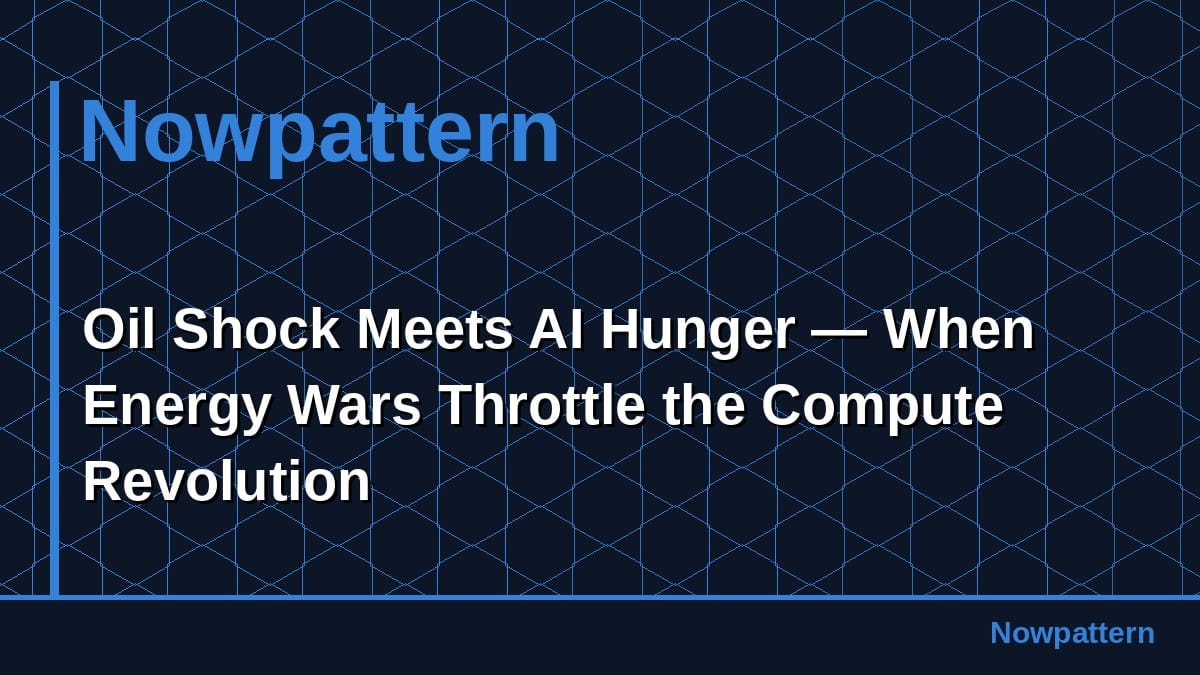 Oil Shock Meets AI Hunger — When Energy Wars Throttle the Compute Revolution