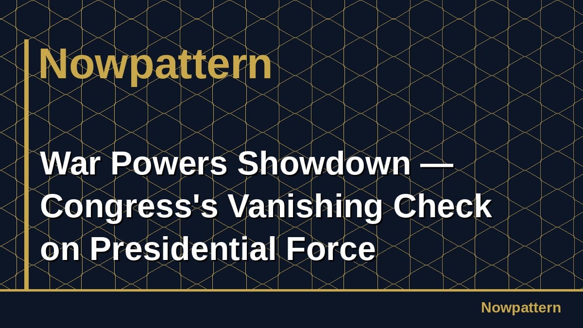 War Powers Showdown — Congress's Vanishing Check on Presidential Force