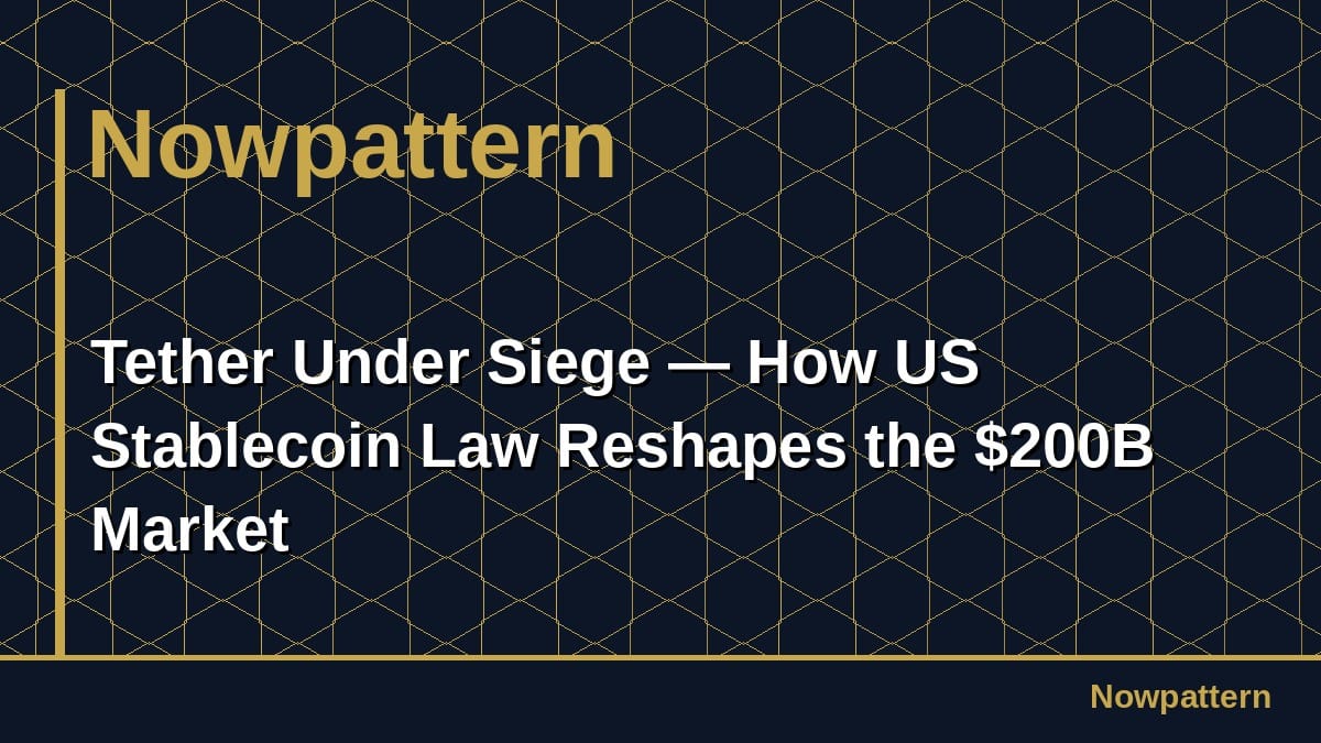 Tether Under Siege — How US Stablecoin Law Reshapes the $200B Market