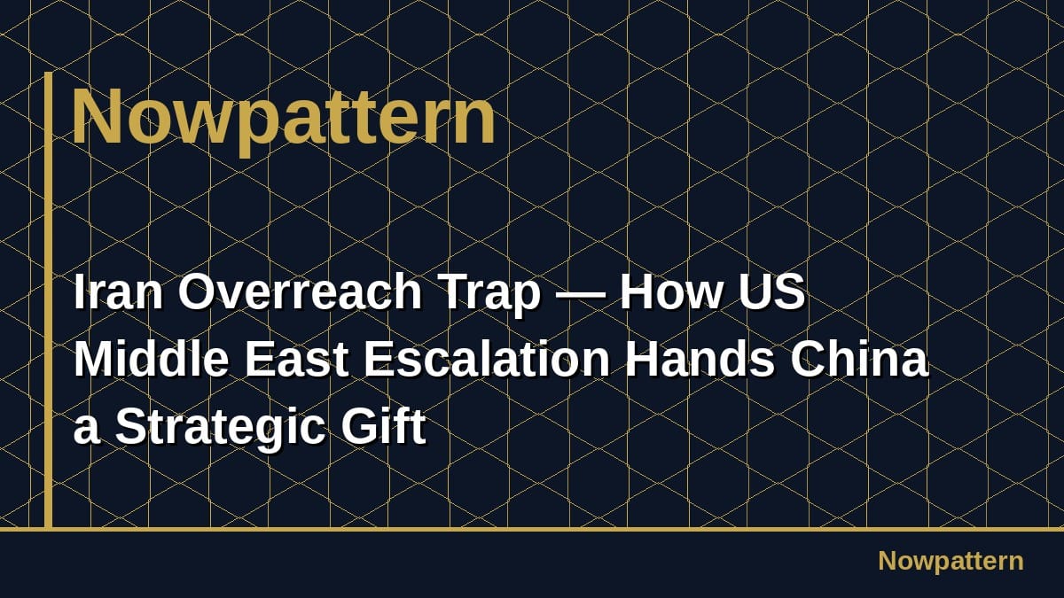 Iran Overreach Trap — How US Middle East Escalation Hands China a Strategic Gift