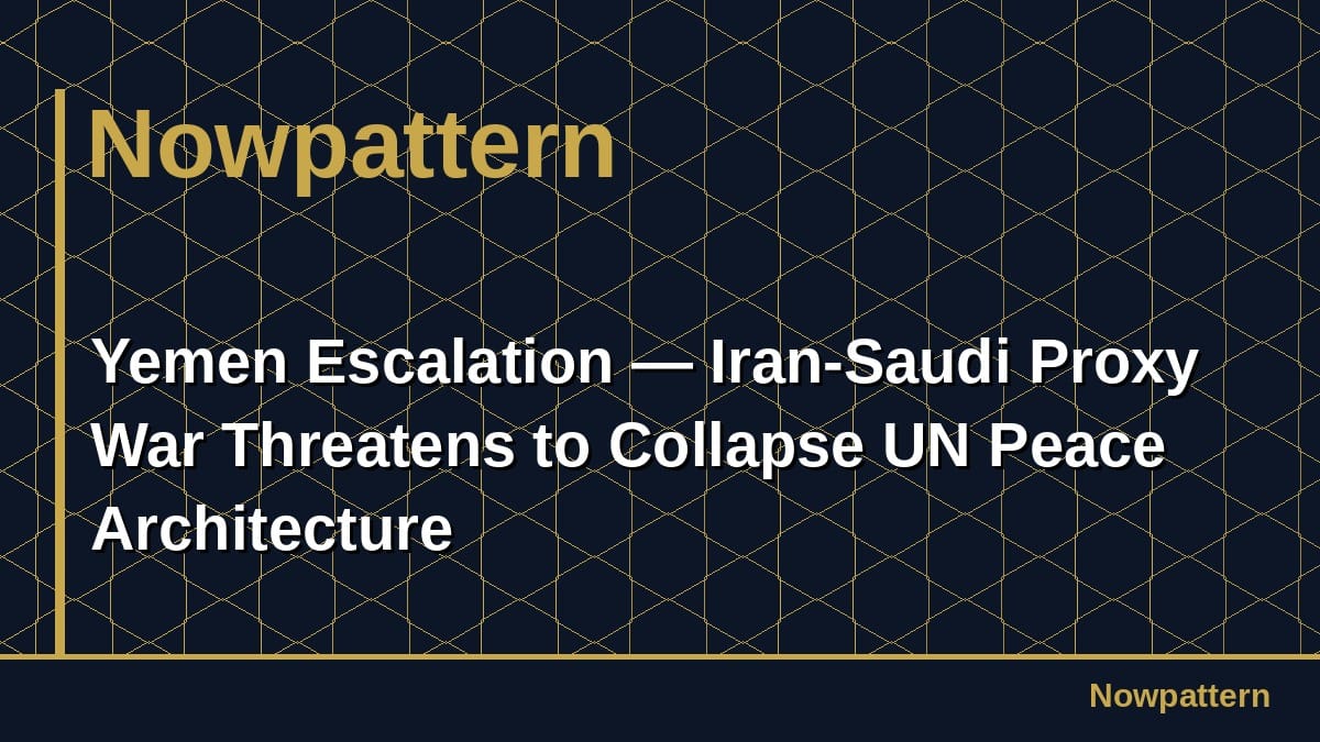 Yemen Escalation — Iran-Saudi Proxy War Threatens to Collapse UN Peace Architecture