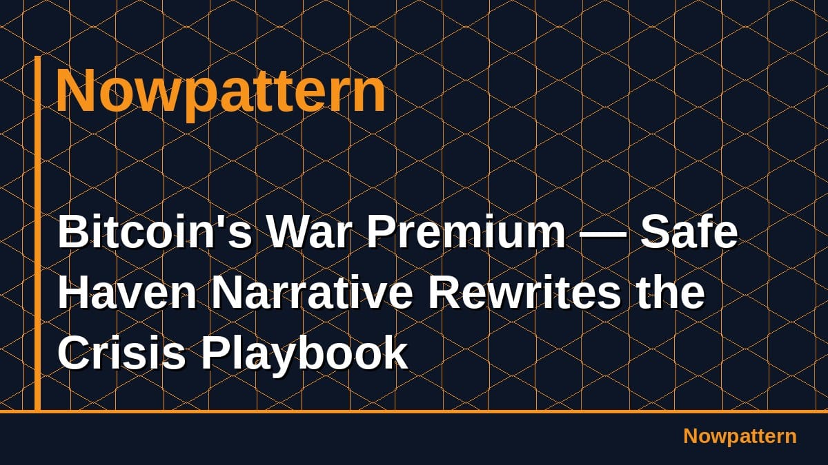 Bitcoin's War Premium — Safe Haven Narrative Rewrites the Crisis Playbook