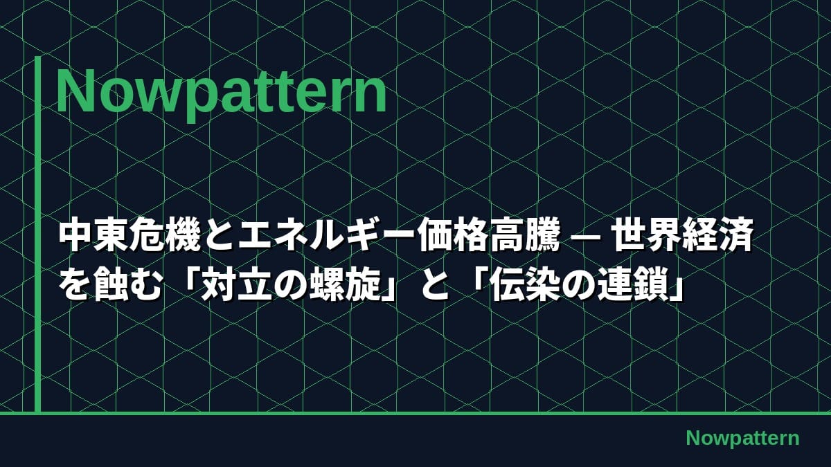 中東危機とエネルギー価格高騰 — 世界経済を蝕む「対立の螺旋」と「伝染の連鎖」